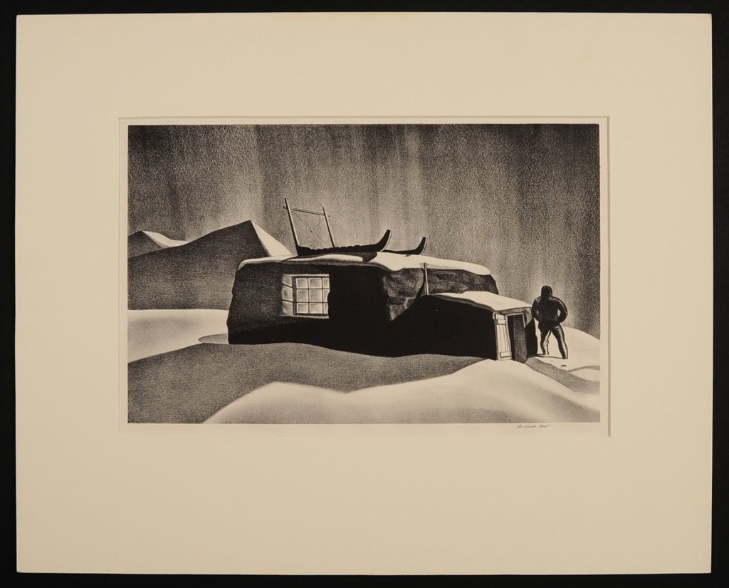 ROCKWELL KENT (1882-1971) PENCIL SIGNED LITHOGRAPH: Title: Communing with Nature. Pencil signed lower right, unframed, image size 8.5 x 13.5, sheet measures 11.5 x 16 inches.We are happy to offer in-house shipping for all but very large or very fragile