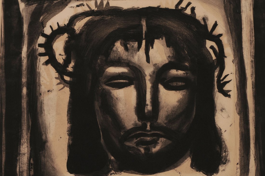 GEORGES ROUAULT (1871-1958) AQUATINT: 'Et Véronique au tendre lin passe encore sur le chemin,' plate XXXIII from Miserere, initialed and dated 1922 in the plate, plate size 17 x 17, sheet measures 25.5 x 20 inches.We are happy to offer i