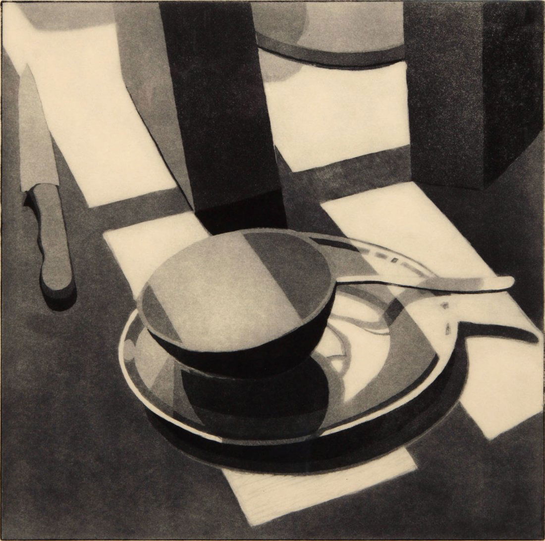 LINDA PLOTKIN (BORN 1938) PENCIL SIGNED ETCHING: Titled 'Grapefruit' lower center, signed lower right, artist proof lower left, plate measures 18 x 18, frame measures 26.5 x 26.5 inches.We are happy to offer in-house shipping for all but very large