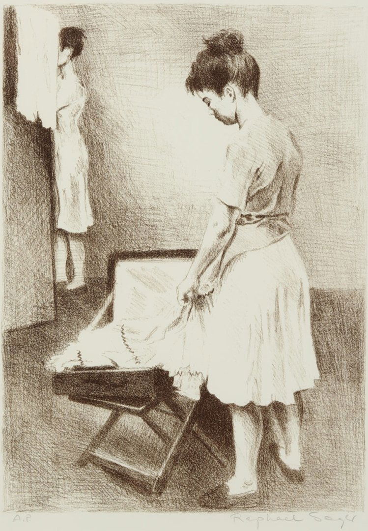 RAPHAEL SOYER (1899-1987) PENCIL SIGNED LITHOGRAPH: Signed lower right, artist's proof lower left, image measures 18.75 x 13.25, frame measures 27.5 x 21.5 inches.We are happy to offer in-house shipping for all but very large or very fragile items. Som