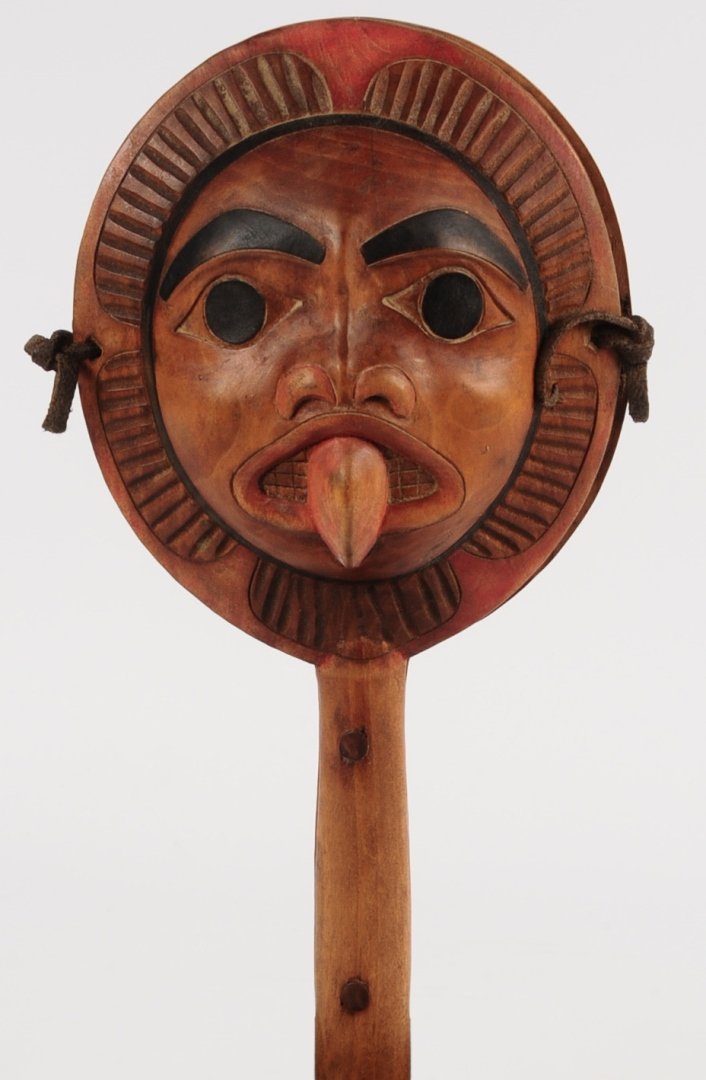 A HAIDA CARVED AND PAINTED CEDAR DANCE RATTLE (1 of 10)