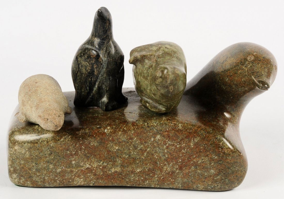 INUIT SOAPSTONE SCULPTURE OF STYLIZED BIRDS AND ANIMALS (1 of 9)