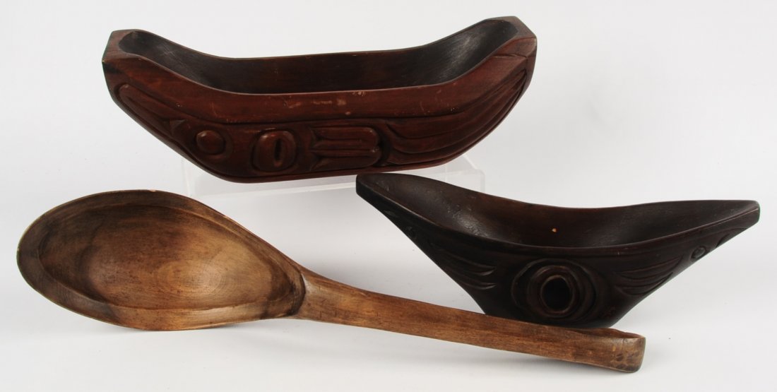 THREE 20TH C. PACIFIC NORTHWEST CARVED WOOD OBJECTS (1 of 10)