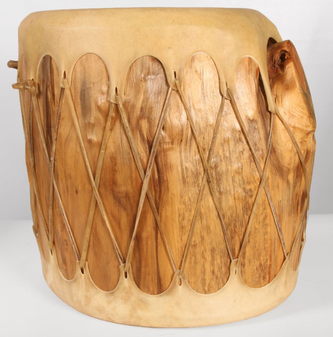 PHILLIP MARTINEZ TAOS PUEBLO LOG DRUM 22 X 19 INCHES (1 of 10)
