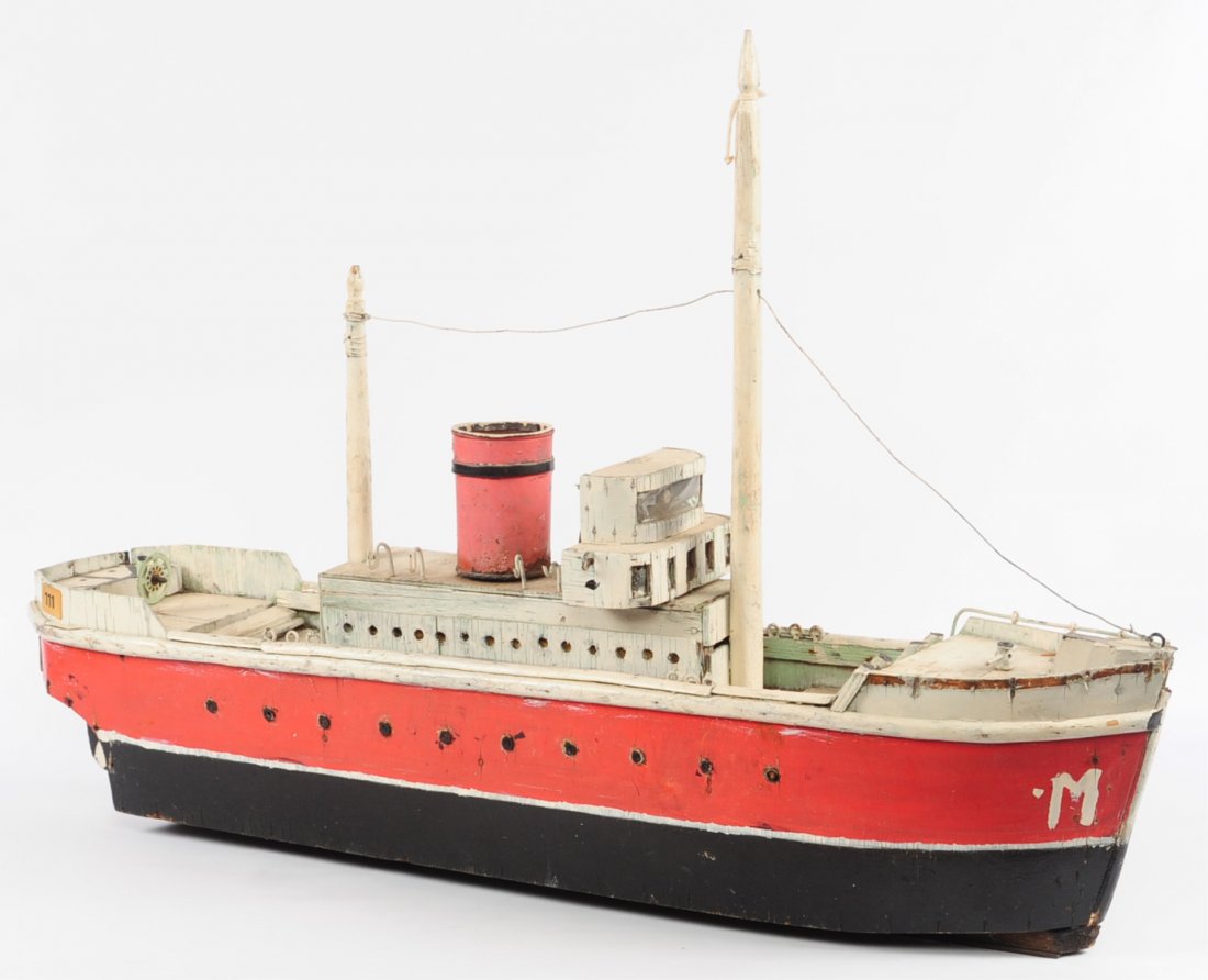LARGE AMERICAN EARLY 20TH C. FOLK ART STEAMSHIP 35" (1 of 10)