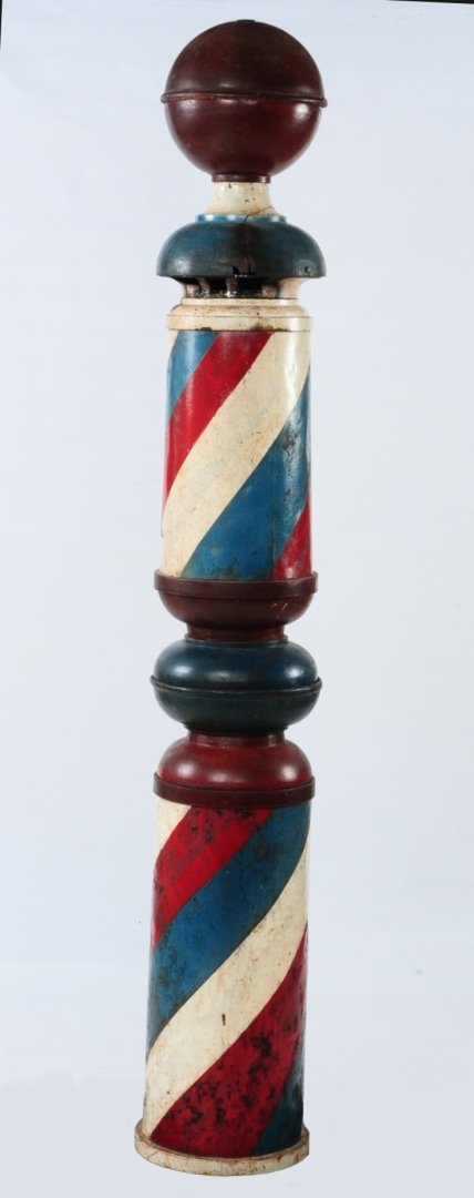 19TH C. AMERICAN IRON AND SHEET METAL BARBER POLE (1 of 10)