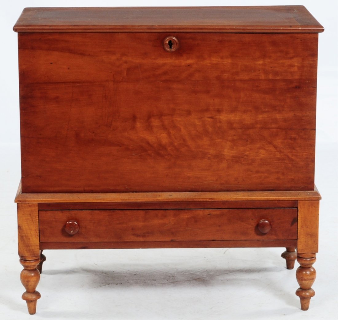 19TH C. AMERICAN TIGER MAPLE AND CHERRY SUGAR CHEST (1 of 9)