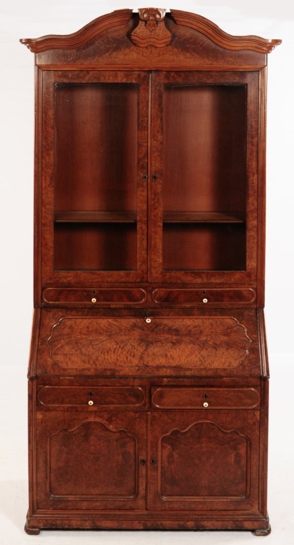 19TH C. AMERICAN BURR WALNUT SECRETARY BOOKCASE (1 of 10)