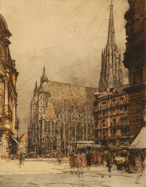 TWO LUIGI KASIMIR (1881-1962) SIGNED COLOR ETCHINGS (1 of 10)