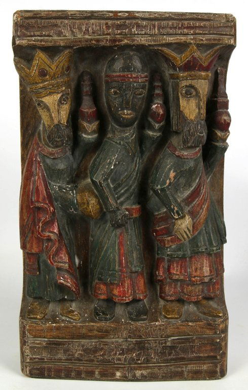 A CONTINENTAL CARVED WOOD WALL SHELF (1 of 5)