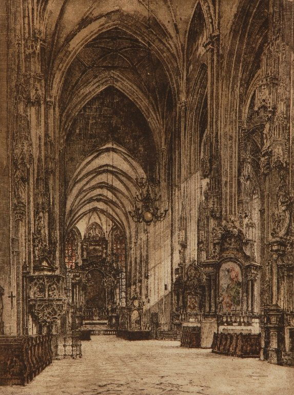 TWO EARLY 20TH C EUROPEAN PENCIL SIGNED ETCHINGS (1 of 10)