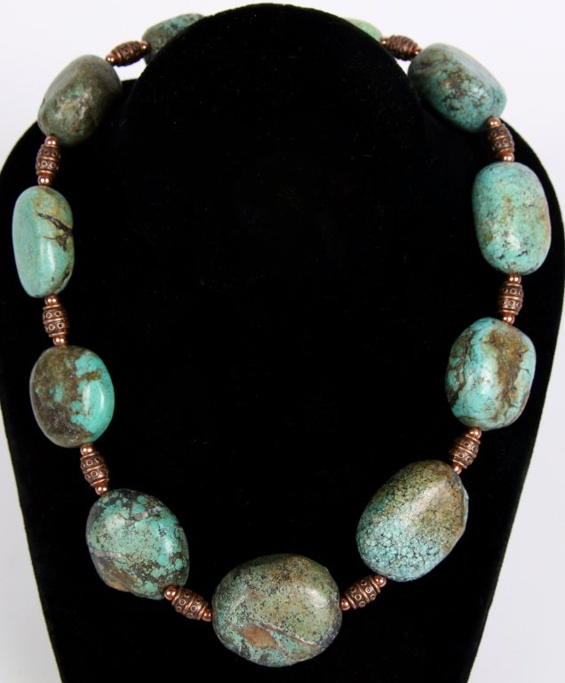 TURQUOISE NUGGET NECKLACE WITH COPPER BEADS (1 of 4)