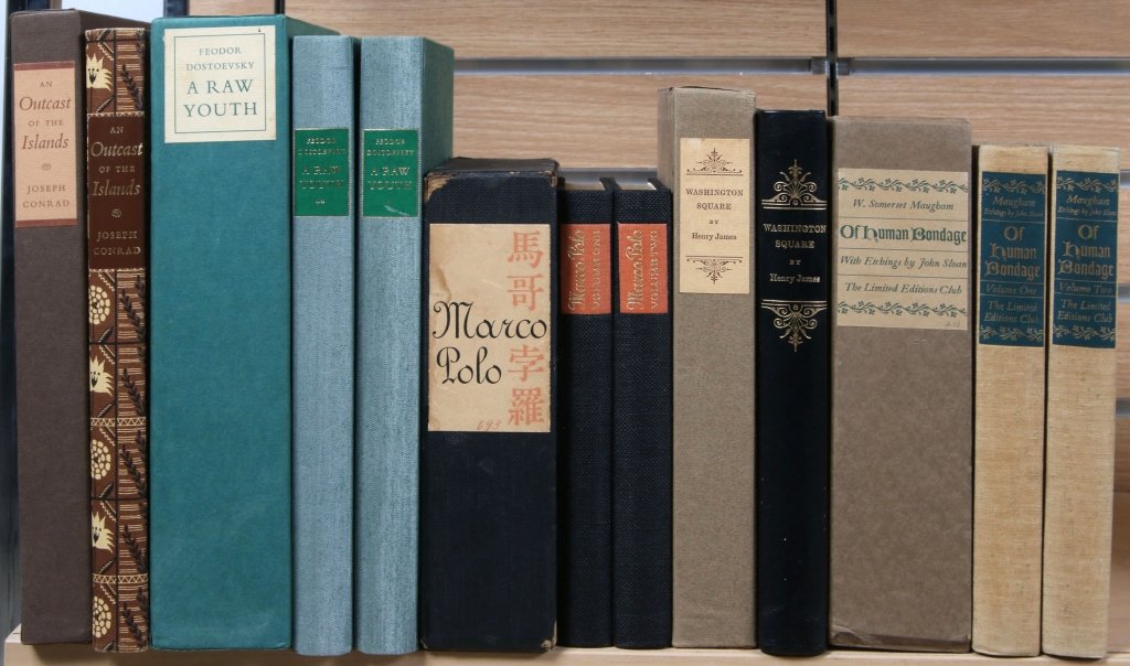 FIVE LIMITED EDITIONS CLUB SETS: Includes: 1) Dostoevsky, Feodor. 'A Raw Youth' complete in two volumes. 723/2000. Signed in the back by illustrator Fritz Eichenberg. Introduction by Konstantin Mochulsky. Translated by Constance Garn