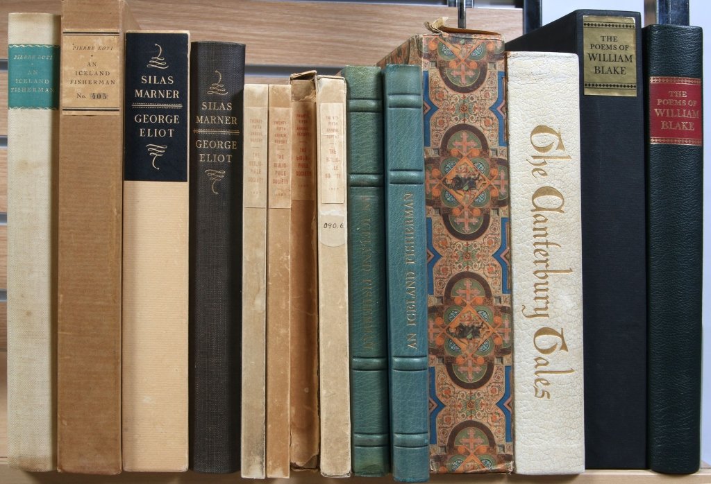 EIGHT LIMITED EDITIONS CLUB & SIMILAR SETS: Includes 1&2) 'Twenty-Fifth Annual Report of The Bibliophile Society' in slip cases. 3&4) Loti, Pierre. 'An Iceland Fisherman.' Illustrated by Joe Mugnaini and translated by Guy Endore. C.F. Braun & C