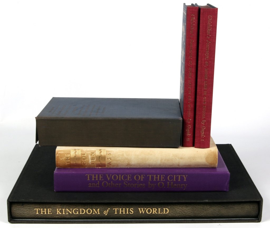 FOUR LIMITED EDITIONS CLUB SETS: Includes: 1) Carpentier, Alejo. 'The Kingdom of this World.' 51/750. Signed in the back by illustrator Roberto Juarez and John Hersey. Introduction by John Hersey. Translated by Harriet de Onis. 1987.