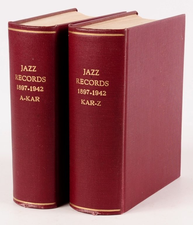 RUST, BRIAN 'JAZZ RECORDS 1897-1942' 2 VOL.: Revised 1969 edition, Storyville Pub. 1970, complete in two volumes. Vol. one, A-Kar 928pp.; vol. two, Kar-Z 1060pp. Maroon cloth covers. Measure 6.5 x 8 inches each. We are happy to offer in-house sh