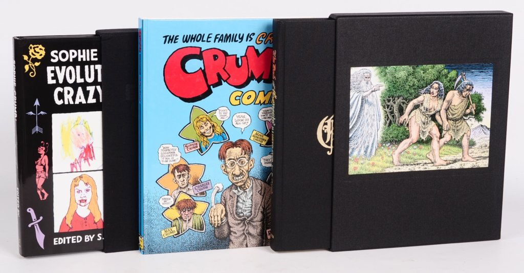 R. & SOPHIE CRUMB SIGNED COLLECTIONS: Includes 'The Book of Genesis: Illustrated,' signed and numbered 218/250 by Crumb with matching numbered and signed print. 'The Whole Family is Crazy: Crumb Comics,' signed inside by Robert, Aline, Je