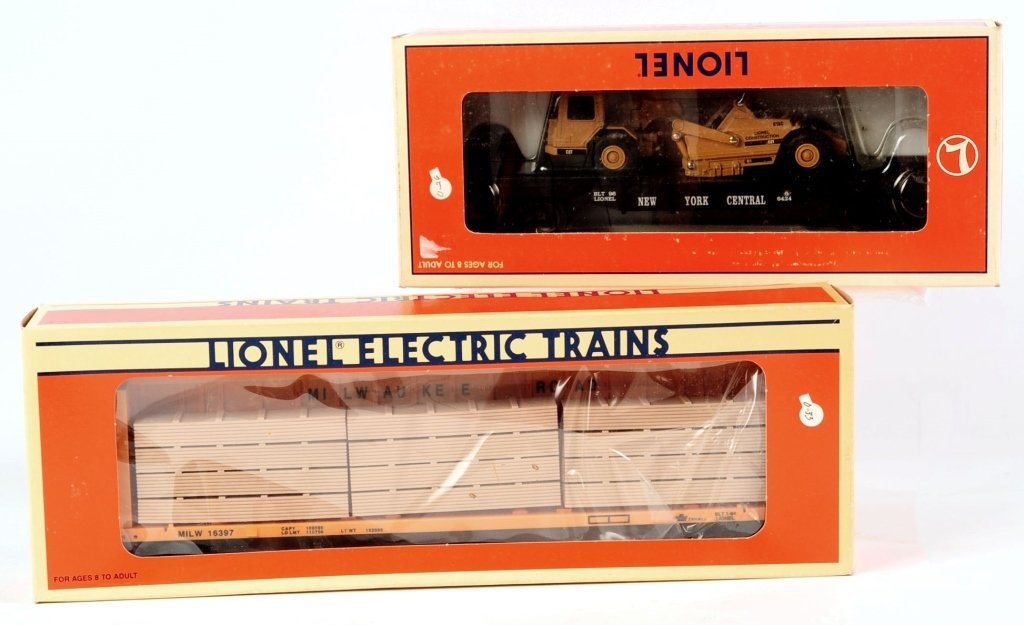LIONEL LLC AND LTI TRAIN CARS: Including LLC #16954 NYC Flatcar with ERTL scraper and LTI #4795 Milwaukee Road I-beam flatcar. We are happy to offer in-house shipping for all but very large or very fragile items. Some international