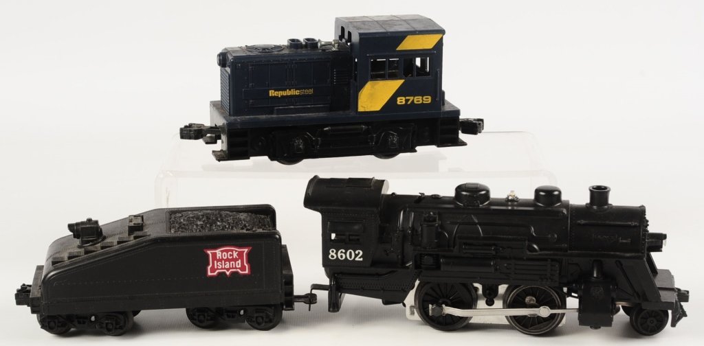 LIONEL MODERN ERA SWITCHER, LOCOMOTIVE AND TENDER: Including #8769 Republic Steel switcher, #8602 2-4-0 locomotive and mismatched Rock Island tender. We are happy to offer in-house shipping for all but very large or very fragile items. Some internatio