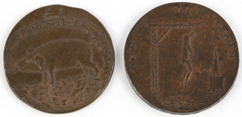 BRITISH CONDER THOMAS PAINE & SPENCE HALFPENNY TOKENS (1 of 6)