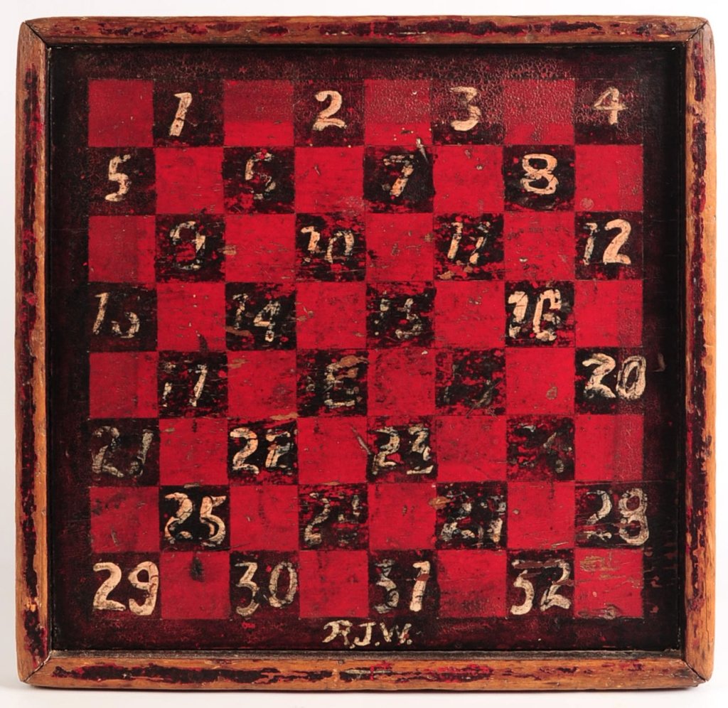 19TH C. AMERICAN GAME BOARD WITH PAINTED NUMERALS (1 of 10)