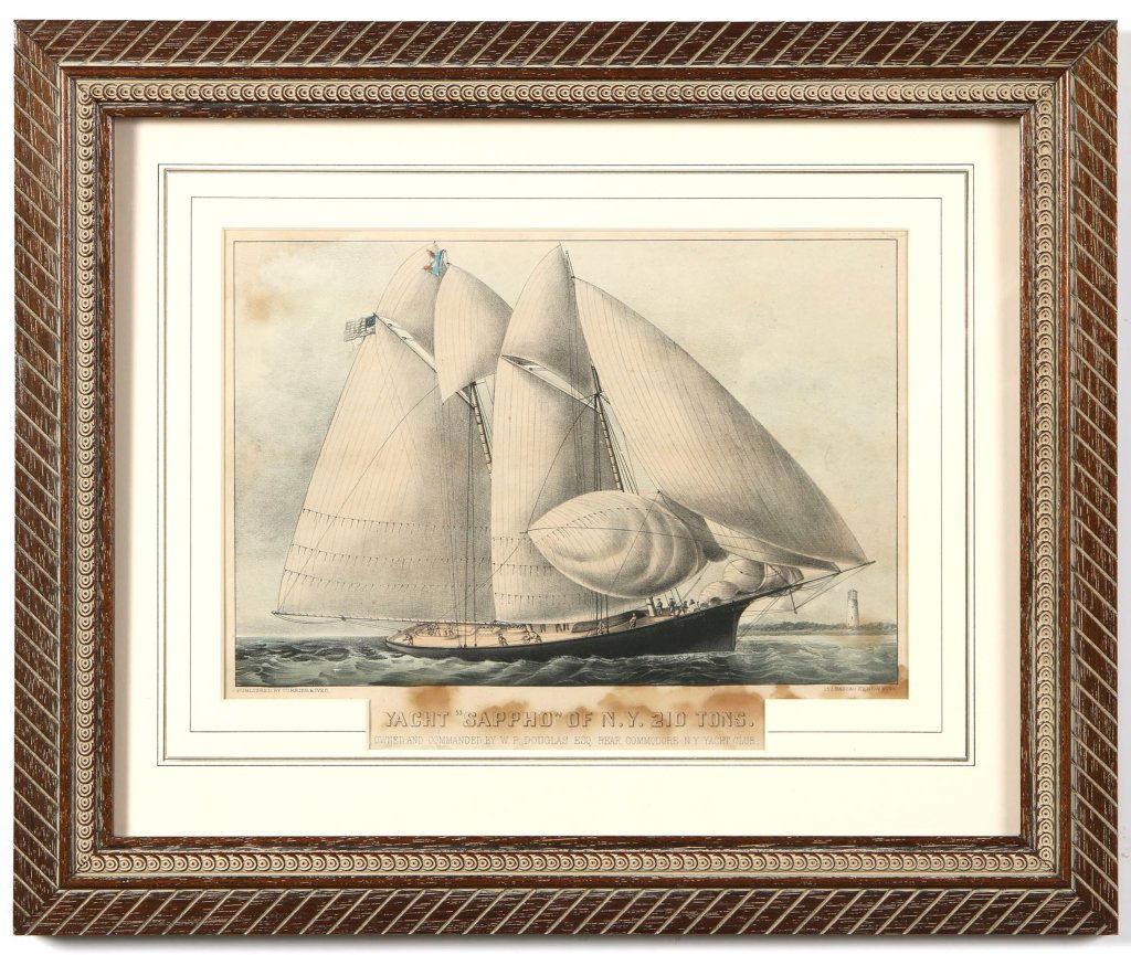 19TH C. CURRIER & IVES 'THE YACHT SAPPHO OF NY 210 (1 of 6)