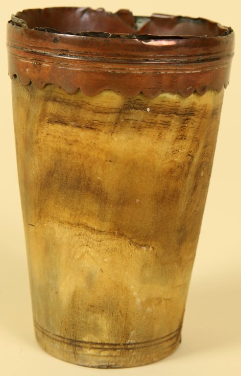 EARLY HORN BEAKER WITH COPPER RIM (1 of 7)