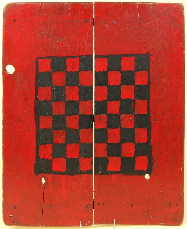 19TH C. AMERICAN PRIMITIVE PAINTED GAME BOARD (1 of 9)