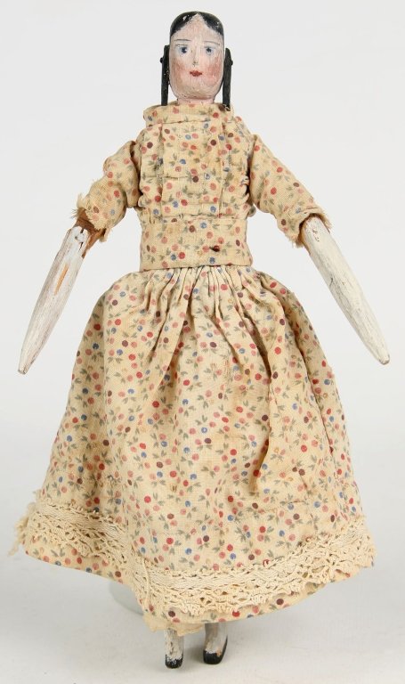 HAND CARVED AND PAINTED JOINTED WOOD MILLINER'S DOLL (1 of 5)