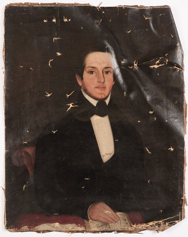 CIRCA 1840s FOLK ART PAINTING OF A YOUNG MAN (1 of 7)
