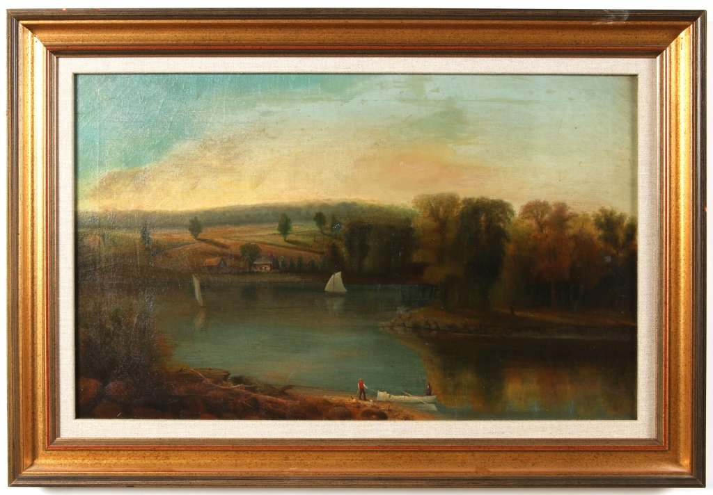 19TH C. AMERICAN SCHOOL OIL ON PANEL LANDSCAPE (1 of 10)
