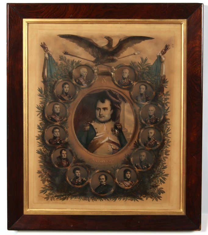 EARLY 19TH C. FRENCH LITHOGRAPH OF NAPOLEON & GENERALS (1 of 7)