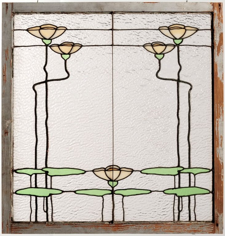 ARTS AND CRAFTS STAINED AND LEADED GLASS WINDOW (1 of 10)