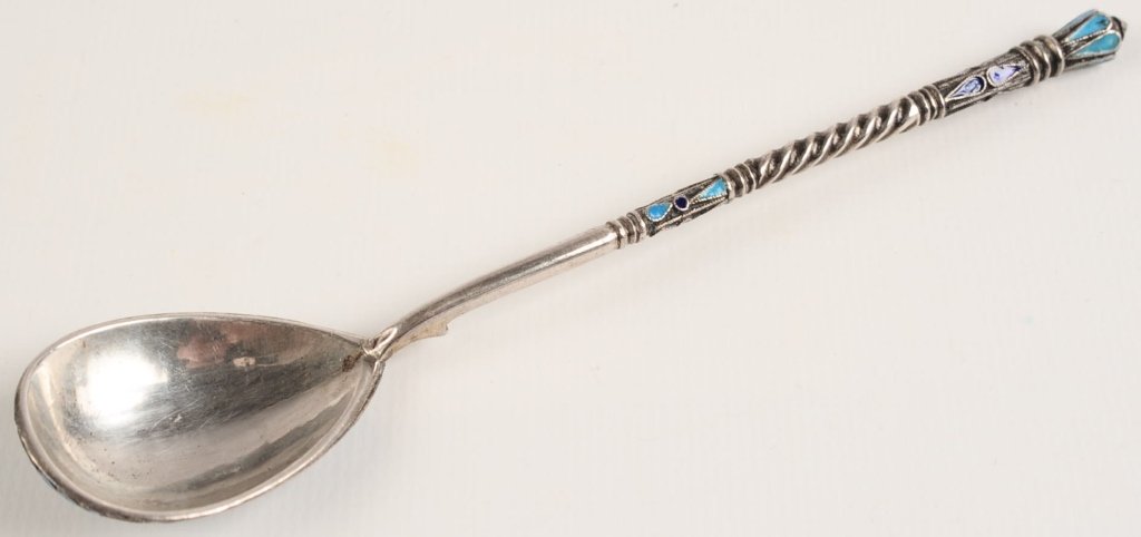 19TH CENTURY RUSSIAN ENAMEL SILVER SPOON (1 of 7)