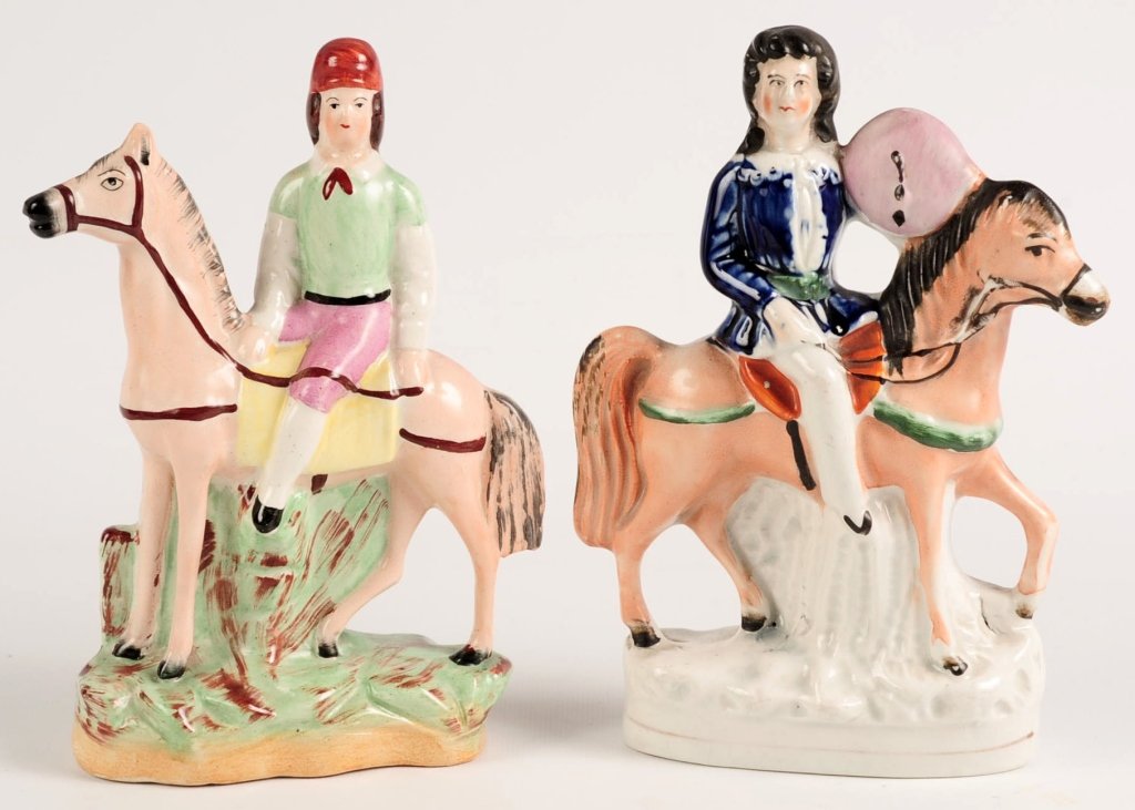 TWO STAFFORDSHIRE POTTERY FIGURES (1 of 10)