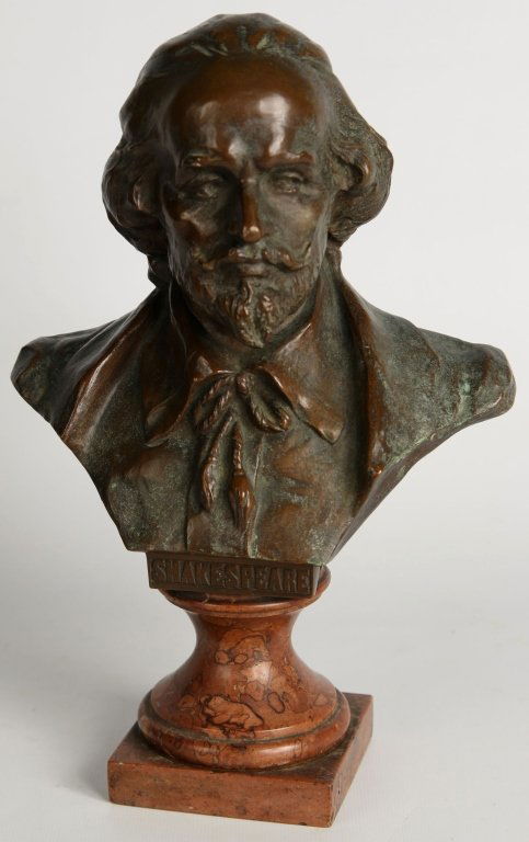 19TH C. BRONZE BUST OF WILLIAM SHAKESPEARE (1 of 9)