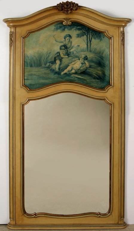 FRENCH PROVINCIAL PAINTED TRUMEAU MIRROR (1 of 6)