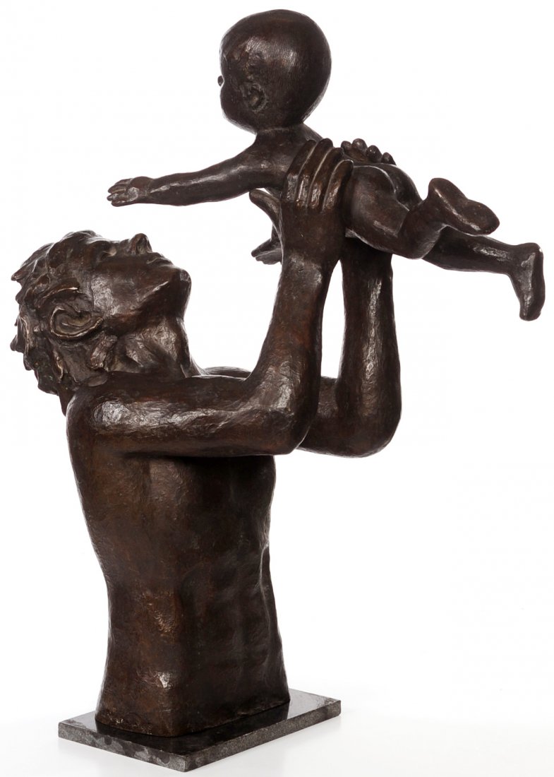 VICTOR SALMONES (Mexico 1937 - 1989) BRONZE SCULPTURE: Titled 'Play Time', signed lower edge and numbered 10/11. Measures 24 x 26 inches. We are happy to offer in-house shipping for all but very large or very fragile items. Some international orders my ne