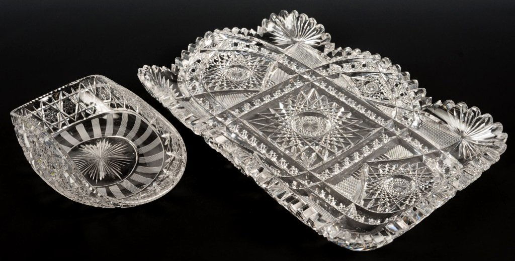 ABP CUT GLASS ICE CREAM TRAY AND SIGNED HAKES BOWL (1 of 10)