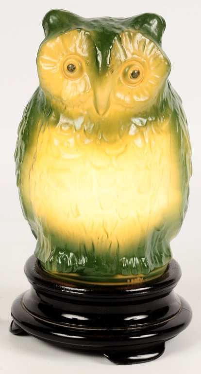 TIFFIN GLASS OWL 9 INCH FIGURAL LAMP C. 1930s (1 of 8)