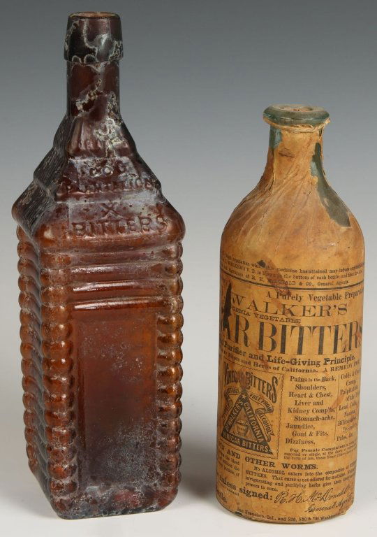 ANTIQUE BITTERS BOTTLES INCLUDING ONE WITH PAPER LABEL (1 of 8)