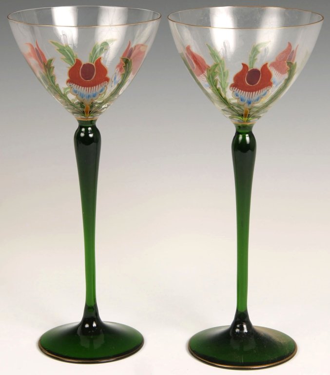 TWO BOHEMIAN ART NOUVEAU WINES ATTRIBUTED THERESIENTHAL (1 of 8)