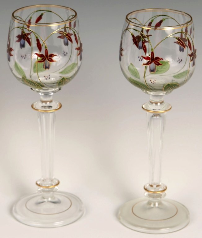 TWO ENAMELED BOHEMIAN GLASS WINES (1 of 8)