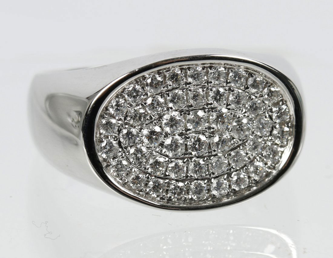 GENT'S 14K GOLD PAVE' SET DIAMOND RING, .88 CARATS TW (1 of 6)