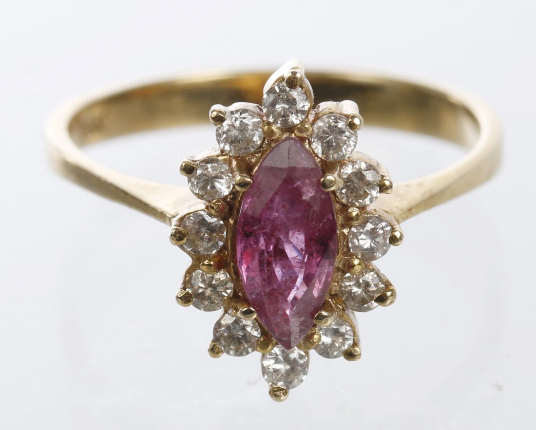 LADIES 14K YELLOW GOLD RUBY AND DIAMOND RING (1 of 5)