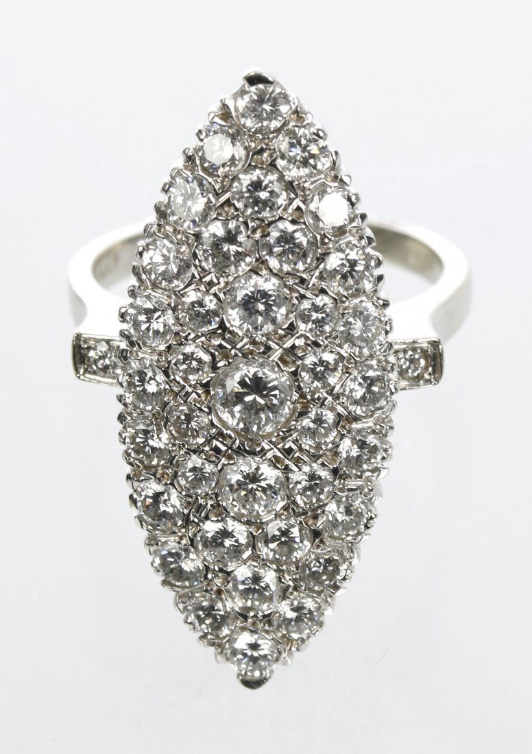 LADIES 14K WHITE GOLD NAVETTE SHAPE DIAMOND CLUSTER (1 of 7)