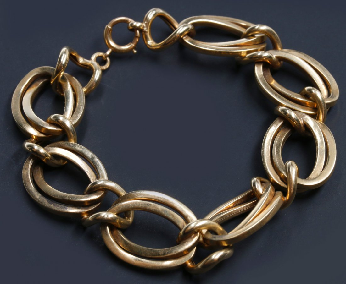 A 14K YELLOW GOLD DOUBLE CURB OPEN LINK BRACELET (1 of 3)