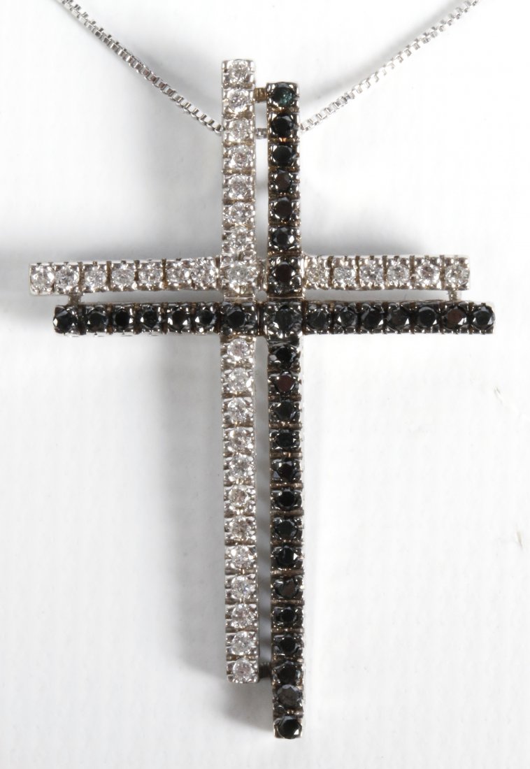 14K WHITE GOLD AND DIAMOND DOUBLE CROSS PENDANT (1 of 7)
