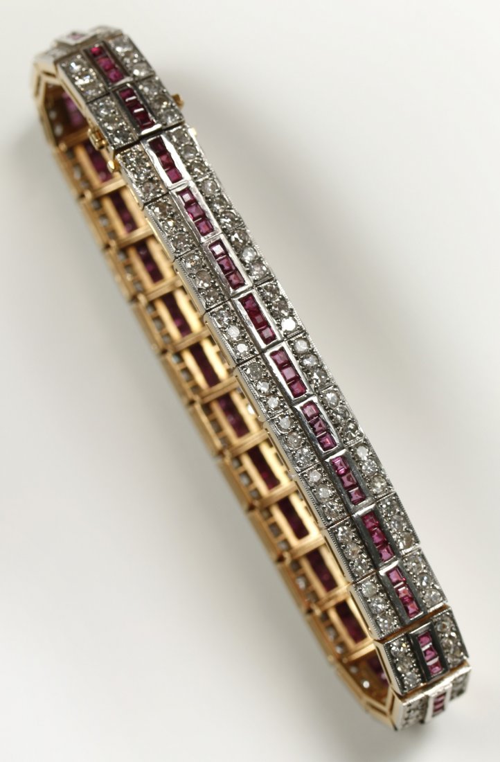 A YELLOW AND WHITE GOLD RUBY AND DIAMOND TENNIS (1 of 7)