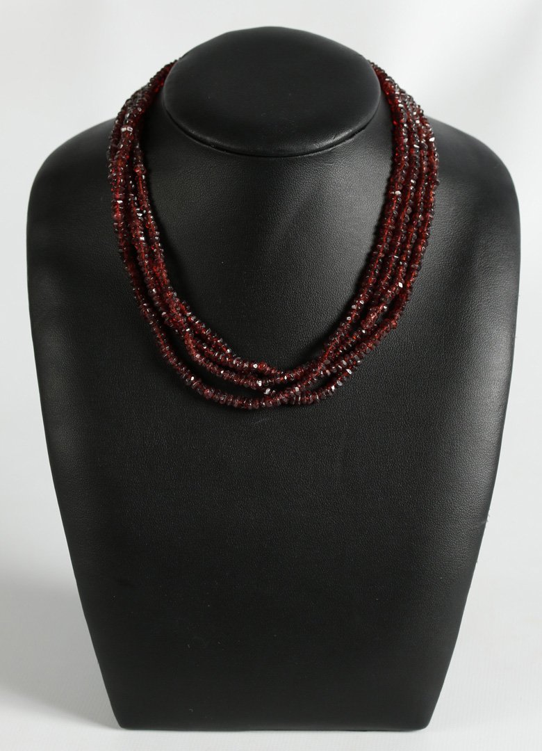 GARNET BEAD NECKLACE WITH 18K DIAMOND TURTLE CLASP (1 of 8)